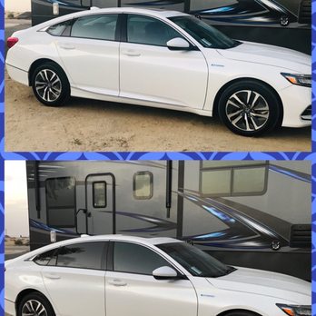Alex Digital Window Tinting - Before and after.  70% on front windows,  5% on rear windows, 5% on eyebrow strip. - Car Window Tinting Near Me - Visalia, California