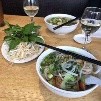 Pho Lee & Bubble Tea - Yum! Veggie pho and Chardonnay - Vietnamese Near Me - Westminster, Colorado