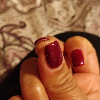 Ritz Nails - Middle finger with a huge lump of nail paint. Also they worked on this one 3 times to fix it. Just to end up like this. - Nail Salons Near Me - Tustin, California Ritz Nails - Middle finger with a huge lump of nail paint. Also they worked on this one 3 times to fix it. Just to end up like this. - Nail Salons Near Me - Tustin, California