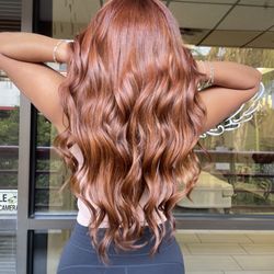 Hairapy Salon - Cowgirl copper with custom 22" sew in extensions