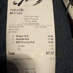 My receipt
