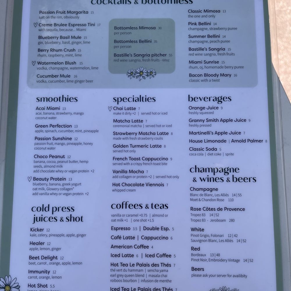 Café Bastille Miami Beach - Drink menu - Cafes Near Me - Miami Beach, Florida Café Bastille Miami Beach - Drink menu - Cafes Near Me - Miami Beach, Florida