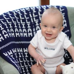 The Blanket Lady - Navy and White - Custom Baby Name Blanket from The Blanket Lady in Rochester Hills, Michigan. Ships worldwide!