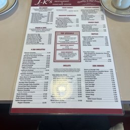 a menu on a table