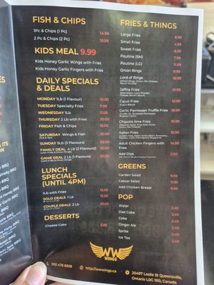 Menu photo 1 WW Wings Queensville, ON