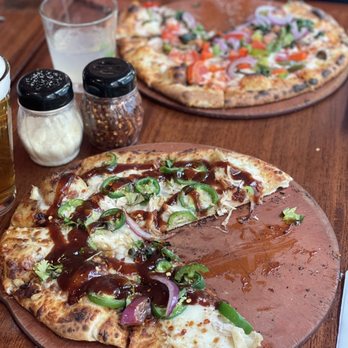 The Tap Room - BBQ chicken pizza and Vegi pizza - Breweries Near Me - St John, Virgin Islands