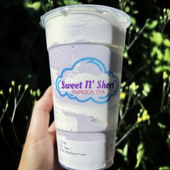 Sweet N' Short Tapioca Tea - Taro smoothie with lychee jelly and the new topping, sweet foam (there's 3 kinds, sweet, salted, and cheese foam) - Ice Cream & Frozen Yogurt Near Me - Everett, Washington Sweet N' Short Tapioca Tea - Taro smoothie with lychee jelly and the new topping, sweet foam (there's 3 kinds, sweet, salted, and cheese foam) - Ice Cream & Frozen Yogurt Near Me - Everett, Washington