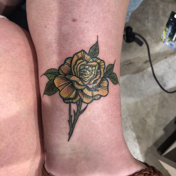 Good Vibes Body Art - I got a yellow rose as a memorial to my great uncle. Tiffany gave it a lovely "real but not real" quality. - Tattoo Near Me - Mount Vernon, Washington Good Vibes Body Art - I got a yellow rose as a memorial to my great uncle. Tiffany gave it a lovely "real but not real" quality. - Tattoo Near Me - Mount Vernon, Washington
