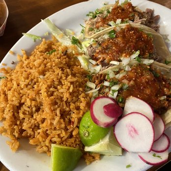 El Amigo - 3 taco plate - 2 carnitas, 1 Al pastor, double rice - Mexican Near Me - Lawndale, California El Amigo - 3 taco plate - 2 carnitas, 1 Al pastor, double rice - Mexican Near Me - Lawndale, California
