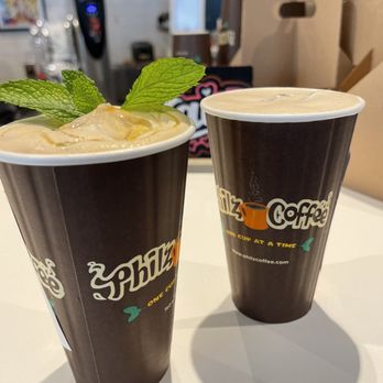 Philz Coffee - Iced mint mojito and a cold brew with oat milk and stevia . Yum. - Coffee & Tea Near Me - Costa Mesa, California Philz Coffee - Iced mint mojito and a cold brew with oat milk and stevia . Yum. - Coffee & Tea Near Me - Costa Mesa, California