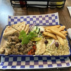 Filo’s Mediterranean - Chicken Platter w/ Pita, Rice, and Fries