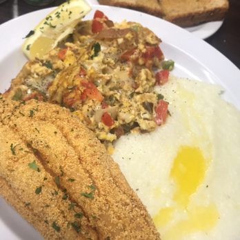 Rusty Pot Café - Vegetarian Omelette, grits, wheat toast, and a Fried Catfish Filet - Breakfast & Brunch Near Me - Inglewood, California Rusty Pot Café - Vegetarian Omelette, grits, wheat toast, and a Fried Catfish Filet - Breakfast & Brunch Near Me - Inglewood, California