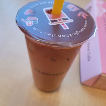 The Mochi Donut Cafe & Bakery - Thai iced boba tea, can't really see much boba pearls. - Cafes Near Me - Plainville, Connecticut The Mochi Donut Cafe & Bakery - Thai iced boba tea, can't really see much boba pearls. - Cafes Near Me - Plainville, Connecticut