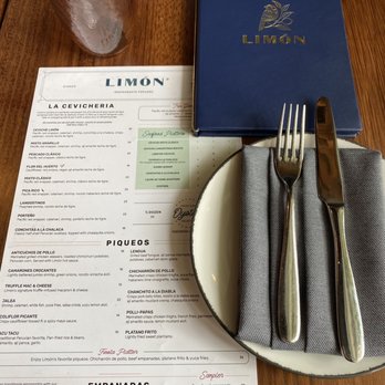 Limón - Menu and table setting - Peruvian Near Me - Mountain View, California Limón - Menu and table setting - Peruvian Near Me - Mountain View, California