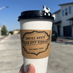 Hays City Hideout Coffee House - Toasted Marshmallows Latte with Heavy Cream & cute cow stopper.
