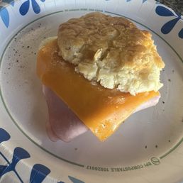 Microwaved sandwich ham egg and cheese