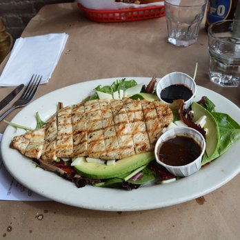 Little b's - Chicken Salad with Avocados, roasted red peppers, mozzarella cheese, and balsamic glazed dressing. Highly recommend! - Burgers Near Me - Tarrytown, New York Little b's - Chicken Salad with Avocados, roasted red peppers, mozzarella cheese, and balsamic glazed dressing. Highly recommend! - Burgers Near Me - Tarrytown, New York