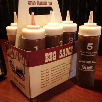 Whole Hog Cafe - Lots of bbq sauces to choose from, we really liked #5. - Barbeque Near Me - Cherry Hill, New Jersey