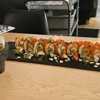 Jaku North - Spicy Edamame and Almond Joy Roll - Sushi Bars Near Me - Grand Rapids, Michigan Jaku North - Spicy Edamame and Almond Joy Roll - Sushi Bars Near Me - Grand Rapids, Michigan