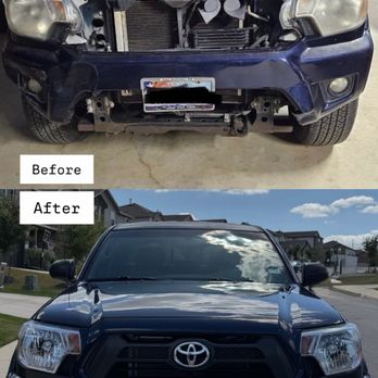 Caliber Collision - Before and After picture of our Toyota Tacoma - Body Shops Near Me - San Antonio, Texas Caliber Collision - Before and After picture of our Toyota Tacoma - Body Shops Near Me - San Antonio, Texas