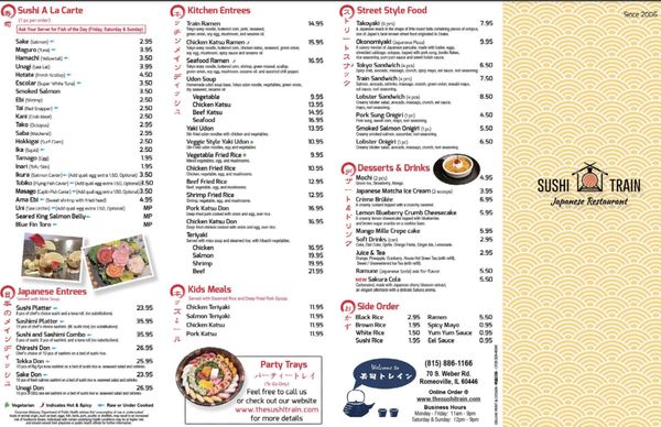 Menu photo 4 Sushi Train Romeoville, IL