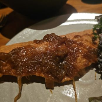 Cosme - Wild Mushroom Tlayuda- Chanterelle, onion jam, other things. $40. Way too little mushrooms and too sweet. Just OK at best - Mexican Near Me - New York, New York