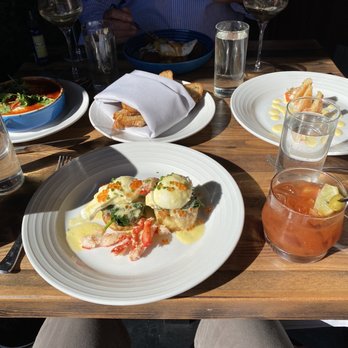 Tempest - (Front) King Crab Benedict (Left, hard to see) Shakshuka - Seafood Near Me - Charleston, South Carolina