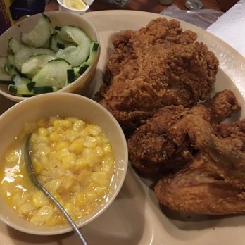 Lambert's Cafe - Fried chicken with corn and cucumber salad - Seafood Near Me - Foley, Alabama Lambert's Cafe - Fried chicken with corn and cucumber salad - Seafood Near Me - Foley, Alabama