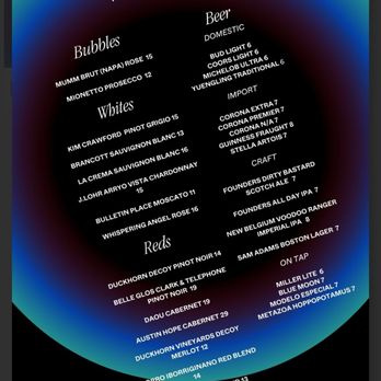 Skyline Club - Indianapolis - Wine and Beer menu for Sensory Feast presented by Fever - Venues & Event Spaces Near Me - Indianapolis, Indiana Skyline Club - Indianapolis - Wine and Beer menu for Sensory Feast presented by Fever - Venues & Event Spaces Near Me - Indianapolis, Indiana