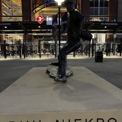 Phil Niekro Statue - Phil Niekro statue at night.
