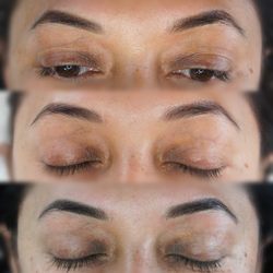 Brows By Shelby - Brows after first powder brow session, healed and after touch up