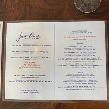 Jonathan Edwards Winery - Tasting menu. - Wineries Near Me - North Stonington, Connecticut Jonathan Edwards Winery - Tasting menu. - Wineries Near Me - North Stonington, Connecticut