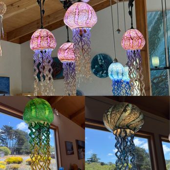 Glass Fire Gallery - Beautiful blown glass art including these jellyfish. - Art Galleries Near Me - Fort Bragg, California Glass Fire Gallery - Beautiful blown glass art including these jellyfish. - Art Galleries Near Me - Fort Bragg, California