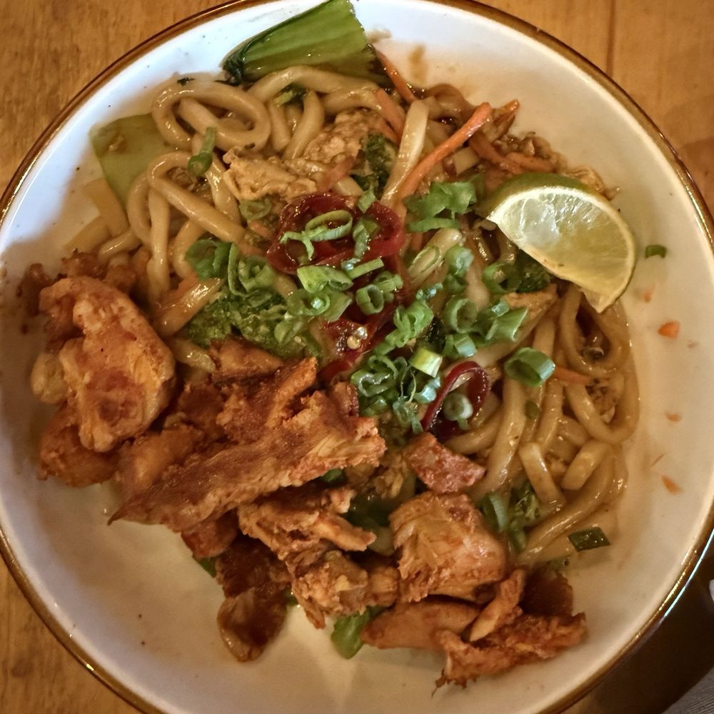 Pad See Ew with braised chicken thigh