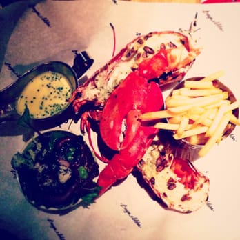 Burger & Lobster - Grilled lobster, fries, salad. I highly recommend the grilled lobster!! - Seafood Near Me - London, XGL Burger & Lobster - Grilled lobster, fries, salad. I highly recommend the grilled lobster!! - Seafood Near Me - London, XGL