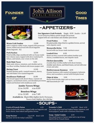 Menu photo 3 John Allison Public House Greencastle, PA