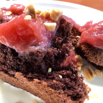 Capers + Olives - Chocolate Sponge Cake with Rhubarb - Italian Near Me - Everett, Washington