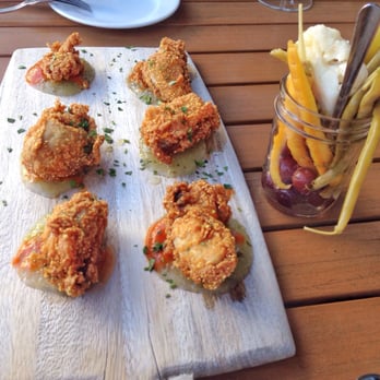 The Monk's Kettle - Fried oysters (not batter but corn meal!) w sauces & the daily pickle jar: green beans, carrots, pickles, cauliflower & grapes - Bars Near Me - Oakland, California The Monk's Kettle - Fried oysters (not batter but corn meal!) w sauces & the daily pickle jar: green beans, carrots, pickles, cauliflower & grapes - Bars Near Me - Oakland, California