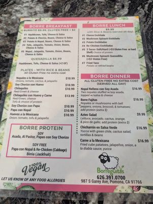 Menu photo 7 Borreguitas Bar Express Pomona, CA
