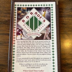 Bob Roe's Point After - Front of menu.