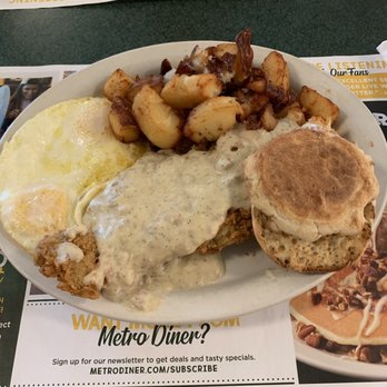 Metro Diner - Country fried steak with gravy, 2 eggs over easy, English muffin, and home fries. A special for 4/14/19 and exceptional. Cheers! Tom - Breakfast & Brunch Near Me - Suffolk, Virginia