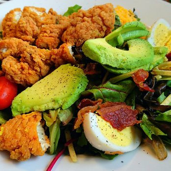 Denny's - #SelfExplanatory pictured here..  CHICKEN strips atop the Cobb Salad....  Check it!! (for lunch) - American Near Me - Vaughan, Ontario