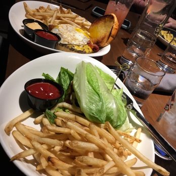 Bricks Kitchen and Pub - The American burger with a egg on was done to perfection. I had a lettuce wrap Brick 2.0 burger. - New American Near Me - Blaine, Minnesota
