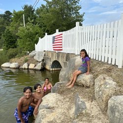 Cape Cod's Maple Park Campground - The kids enjoying the lake