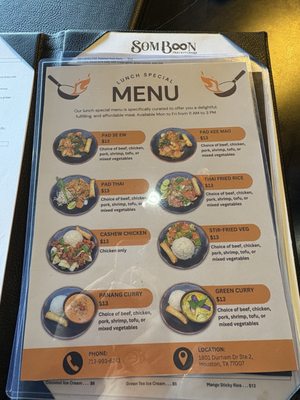 Menu photo 2 Som Boon Thai Kitchen Houston, TX