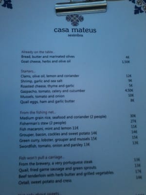 Menu photo 2 Casa Mateus Sesimbra, 15