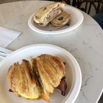 Savour Cafe and Bakery - Bacon, egg and cheese on a croissant and French Onion Roast Beef sandwich. - Desserts Near Me - Centerbrook, Connecticut Savour Cafe and Bakery - Bacon, egg and cheese on a croissant and French Onion Roast Beef sandwich. - Desserts Near Me - Centerbrook, Connecticut