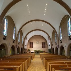 Holy Spirit Catholic Church - Interior down center aisle towards altar ...