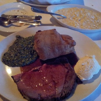 Summit House - prime rib with spinach, horseradish, cream corn, and yorkshire pudding - Steakhouses Near Me - Fullerton, California Summit House - prime rib with spinach, horseradish, cream corn, and yorkshire pudding - Steakhouses Near Me - Fullerton, California