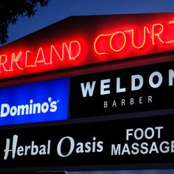 Weldon Barber - neon sign for Kirkland Court plaza